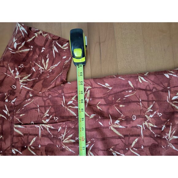 Vintage Solitude Mens Shirt M Silk Bamboo Print Button-Up Rust Tropical - Picture 6 of 6